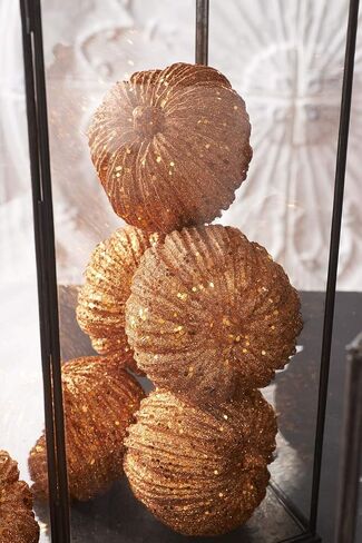 K&K Interiors 40610C-OR 8 Inch Orange Glitter Pumpkin, 8 in Kuwait