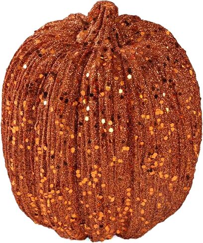 K&K Interiors 40610C-OR 8 Inch Orange Glitter Pumpkin, 8 in Kuwait