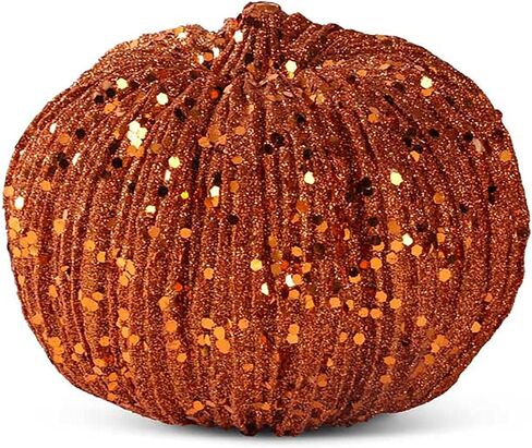 K&K Interiors 40610C-OR 8 Inch Orange Glitter Pumpkin, 8 in Kuwait