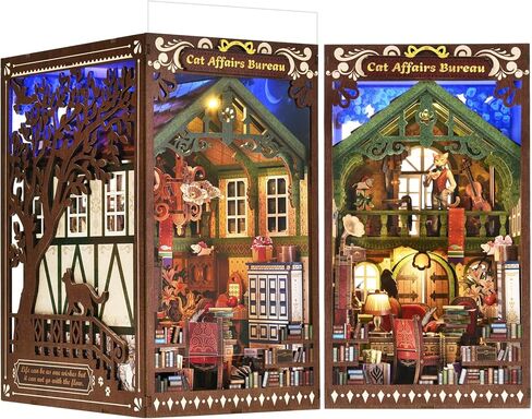 Book Nook Kit for Adults and Teens DIY 3D Wooden Puzzle Bookends, Miniature Dollhouse Kit Bookshelf Decoration, Magic Alley Model with LED Lights,Wizard House in Saudi Arabia
