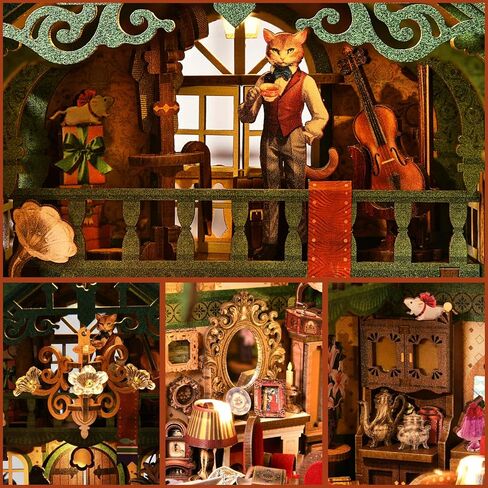 Book Nook Kit for Adults and Teens DIY 3D Wooden Puzzle Bookends, Miniature Dollhouse Kit Bookshelf Decoration, Magic Alley Model with LED Lights,Wizard House in Saudi Arabia