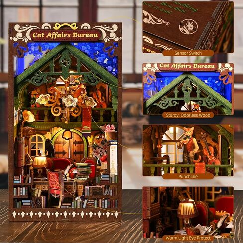 Book Nook Kit for Adults and Teens DIY 3D Wooden Puzzle Bookends, Miniature Dollhouse Kit Bookshelf Decoration, Magic Alley Model with LED Lights,Wizard House in Saudi Arabia