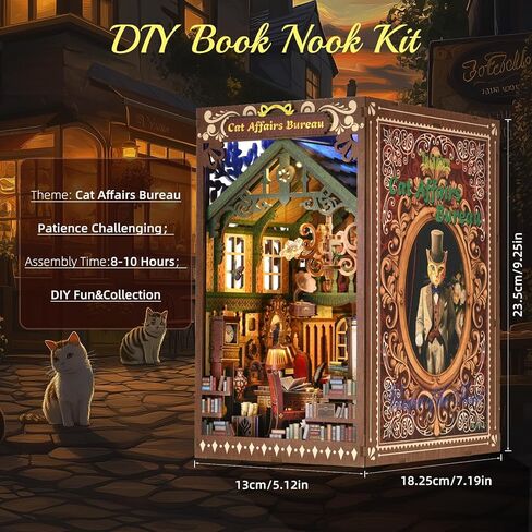 Book Nook Kit for Adults and Teens DIY 3D Wooden Puzzle Bookends, Miniature Dollhouse Kit Bookshelf Decoration, Magic Alley Model with LED Lights,Wizard House in Saudi Arabia
