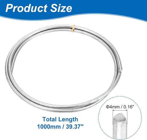 Uxcell 2 قطعة قضيب زنك، 99.99% قضيب زنك صلب عالي النقاء 1/16 بوصة (2 مم) قطر 39 3/8 بوصة (1000 مم) طول قضيب معدني الزنك الأنود موصل جيد لأبحاث التجارب العلمية والحرف اليدوية in Saudi Arabia