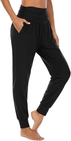 Womens Yoga Sweatpants Workout Joggers Pants Loose Comfy Harem Lounge Pants with Pockets in Saudi Arabia