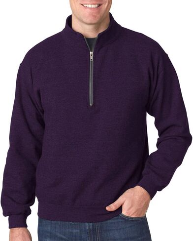 سترة Gildan الرجالية المصنوعة من الصوف بسحاب ربع سنوي بياقة Cadet، طراز G18800، Blackberry، Large in Kuwait