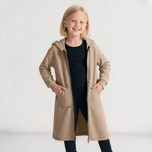 Long Zip Up Hoodie Boys Girls Fleece Lined Loose Fit Sweatshirt Fall Winter Casual Comfort Trendy Jackets Cardigan in Saudi Arabia