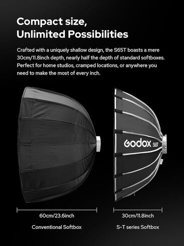Godox Softbox Godox S85T 85cm/33.5in Quick Release Umbrella Softbox, Bowens Mount with Removable Front and Inner Diffusers for Photography, Live Streaming and Travel in Kuwait