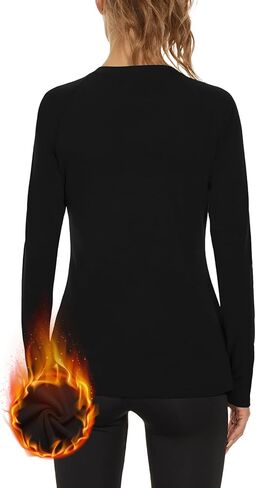 WOWENY Thermal Shirts for Women Base Layer Soft Fleece Lined Long Sleeve Top Thermal Underwear Winter Cold Weather in Kuwait