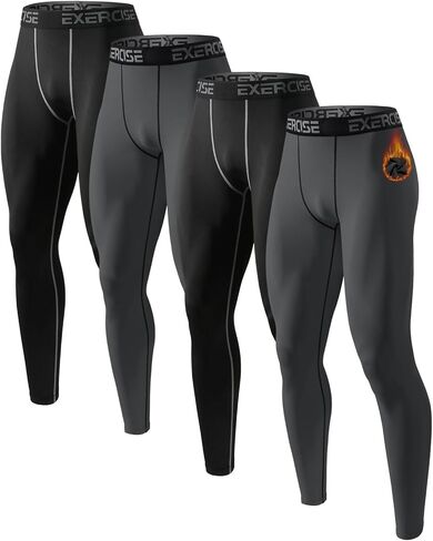 Men’s Thermal Compression Fleece Lined Pants Athletic Leggings Baselayer Cold Weather Workout Sports Running Tights in Kuwait