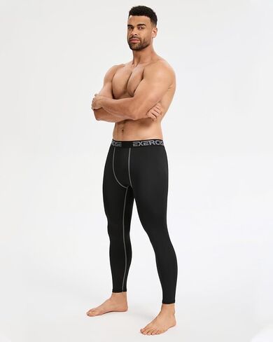Men’s Thermal Compression Fleece Lined Pants Athletic Leggings Baselayer Cold Weather Workout Sports Running Tights in Kuwait