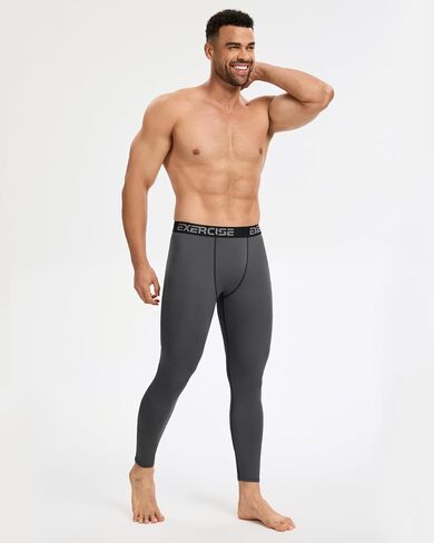 Men’s Thermal Compression Fleece Lined Pants Athletic Leggings Baselayer Cold Weather Workout Sports Running Tights in Kuwait
