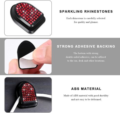 4 PCS Bling Car Mini Hooks, Cute Rhinestone Adhesive Back Seat Auto Hangers, Multifunctional Crystal Hanging Storage Hook for Vehicle Dashboard Wall Hat Coat Towel Key (Black) in Saudi Arabia