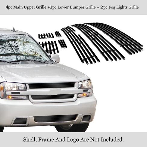APS متوافق مع Chevy Trailblazer SS 2006-2009 المصد العلوي السفلي الرئيسي من الفولاذ المقاوم للصدأ SS فضي من البليت الأمامي للشواية الأمامية C61007A in Saudi Arabia