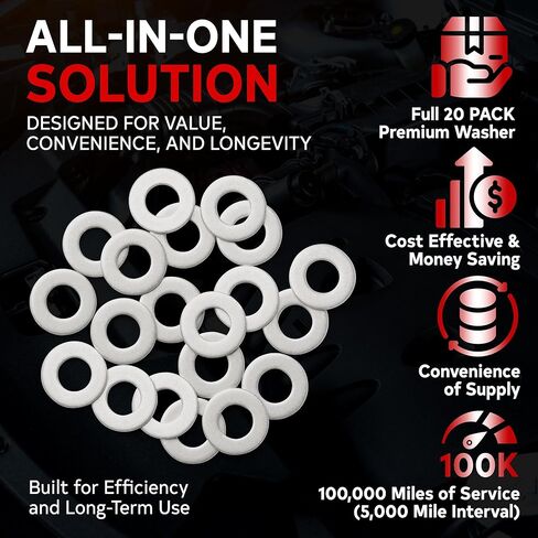 Votex - Oil Drain Plug Crush Washer fits Toyota GR Corolla (2023-2025) - 1.6 Liter - 3 Cylinder - 20 Pack - Made in USA in Saudi Arabia