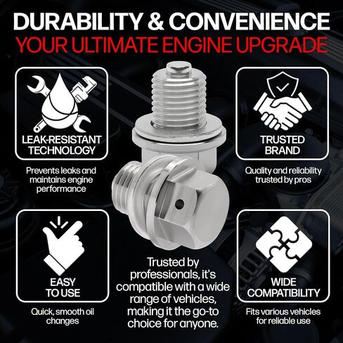 Magnetic Oil Drain Plug fits Yamaha MT-09 (2018-2024) - Made in USA - Stainless Steel - Part Number 90340-14132-00 in Saudi Arabia