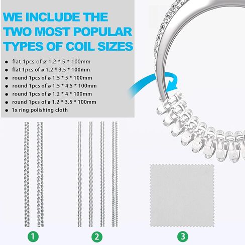 مقاسات الحلقات للحلقات الفضفاضة، واقيات الحلقات للحلقات الفضفاضة تناسب أي حلقات، أداة ضبط حجم الحلقة غير المرئية لا تنزلق ولا تدور (12 قطعة) in Kuwait