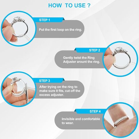 مقاسات الحلقات للحلقات الفضفاضة، واقيات الحلقات للحلقات الفضفاضة تناسب أي حلقات، أداة ضبط حجم الحلقة غير المرئية لا تنزلق ولا تدور (12 قطعة) in Kuwait