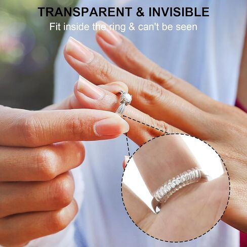 مقاسات الحلقات للحلقات الفضفاضة، واقيات الحلقات للحلقات الفضفاضة تناسب أي حلقات، أداة ضبط حجم الحلقة غير المرئية لا تنزلق ولا تدور (12 قطعة) in Kuwait