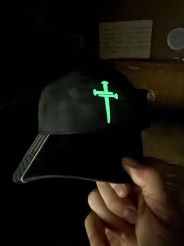 Christian Cross Baseball Cap, Religious 3 Nail Design, Typhoon CAMO HAT w/Glow in The Dark Cross | Jesus Christian Hat USA Flag Brim Adjustable Hat and Free Decal. in Saudi Arabia