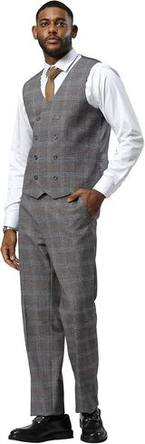 STACY ADAMS Men’s Classic Modern 3-Piece Suit – Slim Fit Glen Check Tailored Jacket, Vest, and Slim-Fit Trousers in Saudi Arabia