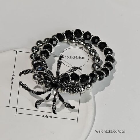 YERTTER Gothic Black Beaded with Rhinestones and Crystals Spider Stretch Bracelet Punk Holloween Bangle for Women Men in Saudi Arabia