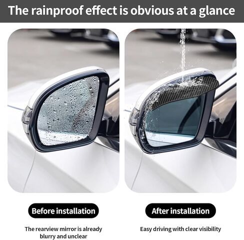 2PCS Car Rear View Mirror Rain Visor Guard, Universal for Cars, Trucks and SUVs (Black) in Saudi Arabia