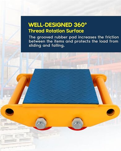 FAHKNS Machinery Moving Skate، زلاجات آلية شديدة التحمل، محرك البضائع 15T، زلاجات آلية مع غطاء غير قابل للانزلاق، 9 بكرات PU لمعدات النقل الصناعية الثقيلة (أصفر) in Kuwait
