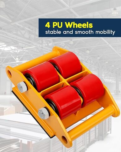 FAHKNS Machinery Moving Skate، زلاجات آلية شديدة التحمل، محرك البضائع 15T، زلاجات آلية مع غطاء غير قابل للانزلاق، 9 بكرات PU لمعدات النقل الصناعية الثقيلة (أصفر) in Kuwait