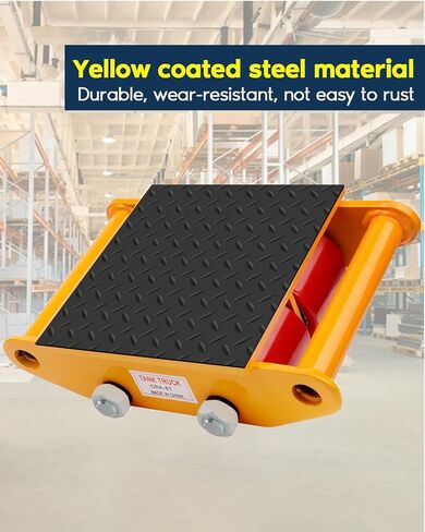 FAHKNS Machinery Moving Skate، زلاجات آلية شديدة التحمل، محرك البضائع 15T، زلاجات آلية مع غطاء غير قابل للانزلاق، 9 بكرات PU لمعدات النقل الصناعية الثقيلة (أصفر) in Kuwait