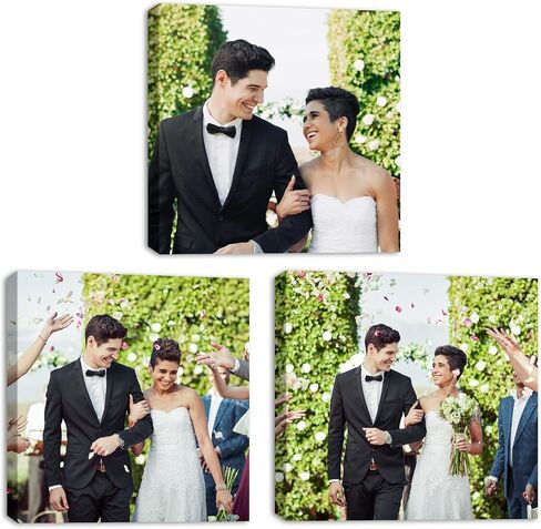 DBLAKI 3 Pieces Personalized Photo to Canvas Print - Canvas Prints With Your Photos, Custom Framed Canvas Wall Art 12"x12"x3pcs in Saudi Arabia