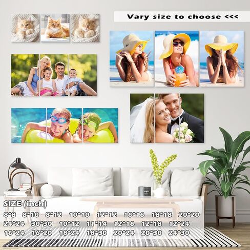 DBLAKI 3 Pieces Personalized Photo to Canvas Print - Canvas Prints With Your Photos, Custom Framed Canvas Wall Art 12"x12"x3pcs in Saudi Arabia
