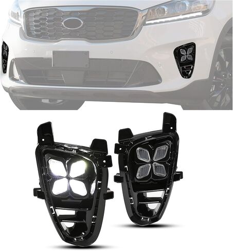 HECASA 2Pcs Fog Lights Compatible with 2019 2020 Kia Sorento Front Bumper Driving Lamp 4 Eyes LED Daytime Running Light Clear Lens LH & RH in Saudi Arabia