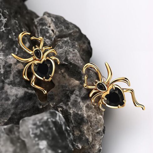 Cicy Bell Womens 18k Gold Plated Spider Earrings Gothic Heart Pear-shaped Cubic Zirconia Stup Earring Party Supplies Halloween Decoration in Saudi Arabia