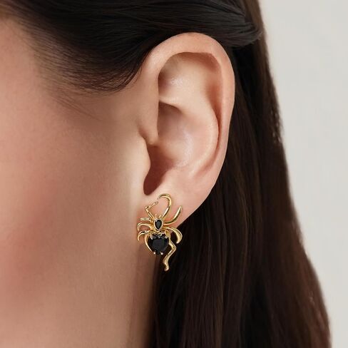 Cicy Bell Womens 18k Gold Plated Spider Earrings Gothic Heart Pear-shaped Cubic Zirconia Stup Earring Party Supplies Halloween Decoration in Saudi Arabia