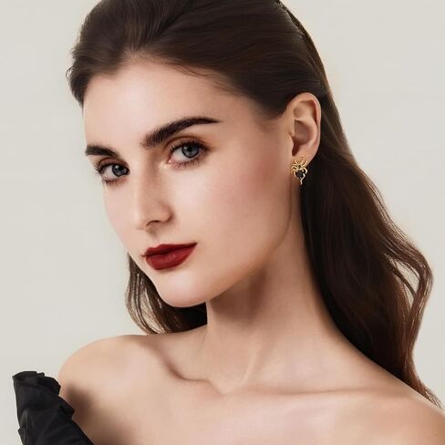Cicy Bell Womens 18k Gold Plated Spider Earrings Gothic Heart Pear-shaped Cubic Zirconia Stup Earring Party Supplies Halloween Decoration in Saudi Arabia