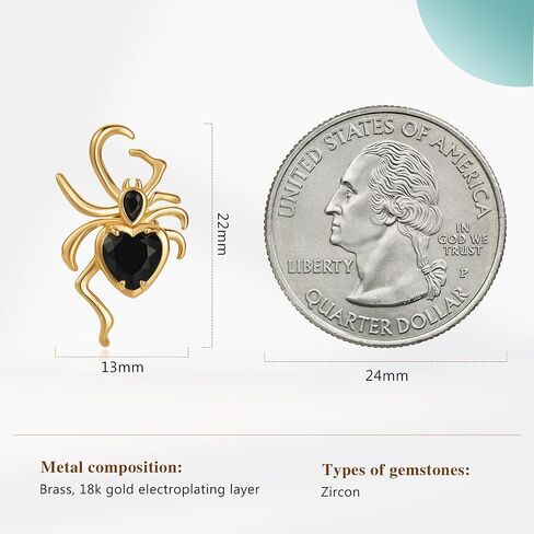 Cicy Bell Womens 18k Gold Plated Spider Earrings Gothic Heart Pear-shaped Cubic Zirconia Stup Earring Party Supplies Halloween Decoration in Saudi Arabia