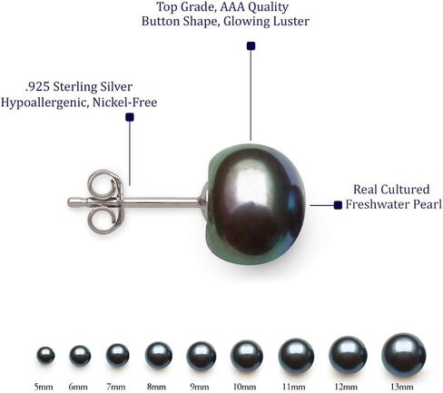 Belacqua sterling Silver AAA Quality White | Pink Freshwater Button Button Pearl Stud أقراط للنساء | حجم الزوج - صغير 5.5 مم إلى كبير 10.5 مم | بعد مع الاحتكاك مرة أخرى | صندوق الهدايا المدرجة in Saudi Arabia