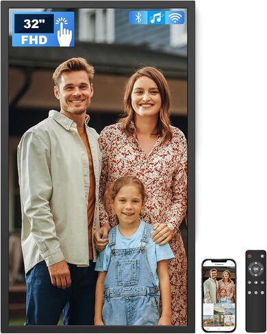 Frameo 8 Inch smart WiFi Digital Photo Frame with 1280x800 HD IPS Touchscreen, Frameo Digital Frame WiFi 16GB, Wall Mountable, Share Photo/Video via Apps, Email, Support USB/Mirco SD, Black in Saudi Arabia