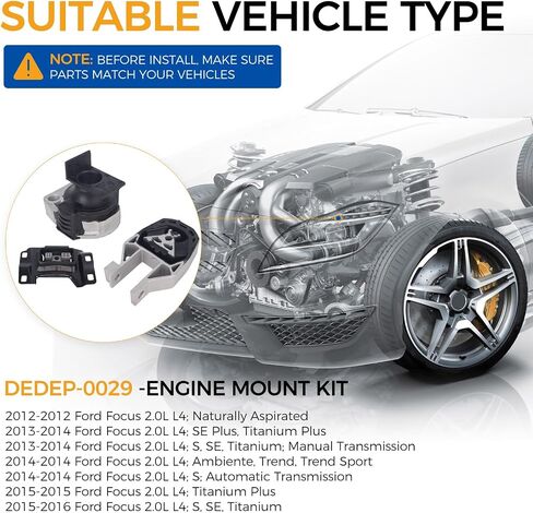 PAROD 3PCS Engine Mount 2.0L L4 Fit for Ford Focus 2012-2016 Replace#A5520 A5312 A5612 in Saudi Arabia
