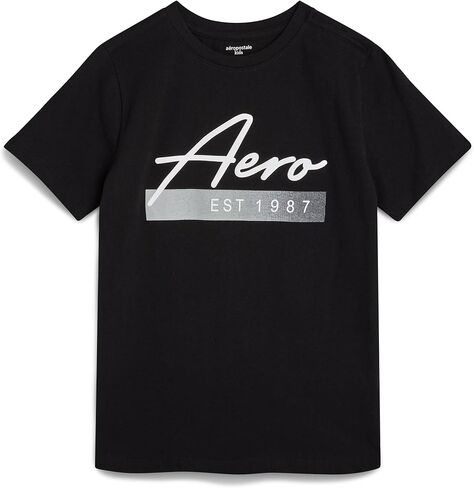 تي شيرت للأولاد من AEROPOSTALE - قميص قطني للأطفال بأكمام قصيرة - تي شيرت كلاسيكي برسومات بياقة دائرية للأولاد (4-16) in Kuwait