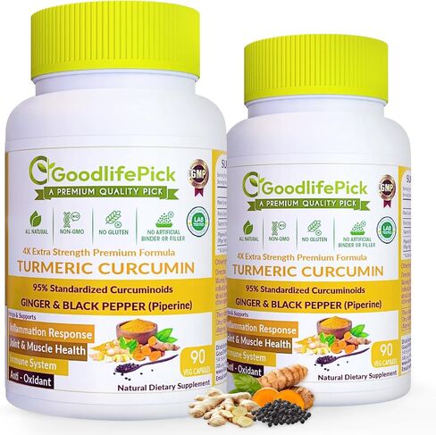 Turmeric Curcumin with Ginger Capsules Made from Organic Turmeric & Ginger. with Powerful 95% Curcuminoids & Black Pepper. All Natural Non-GMO No Rice Powder, No Stearate, No Gluten 90 ct in Saudi Arabia