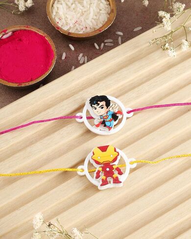 Set of 2 Rakhi for Small Brothers Designer Rakhi Rakhi for Sister, Rakhi for Little Brother Bhai | Raksha Bandhan Elephant Rakhi for Brother with Greeting card and Roli Chawal (Design1) in Saudi Arabia