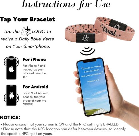 أساور آية الكتاب المقدس اليومية مع NFC سوار الكتاب المقدس المسيحي يسوع الإيمان الأساور الدينية اليومية الهدايا الملهمة التعبدية للرجال والنساء in Kuwait