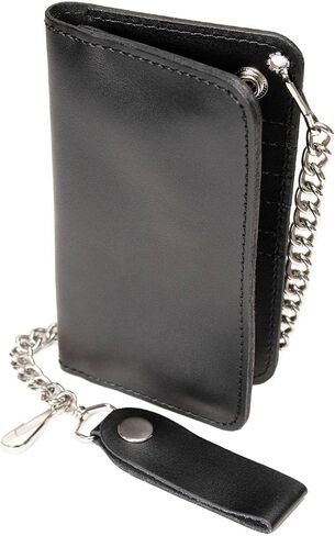 Milwaukee Leather MLW7894 Men's 7" Leather Bi-Fold Biker Wallet w/Multiple Storage and Swivel Trigger Clip Anti-Theft Stainless Steel Chain - 7 Inch in Saudi Arabia