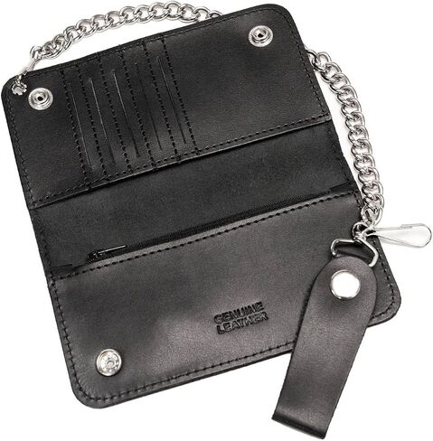 Milwaukee Leather MLW7894 Men's 7" Leather Bi-Fold Biker Wallet w/Multiple Storage and Swivel Trigger Clip Anti-Theft Stainless Steel Chain - 7 Inch in Saudi Arabia