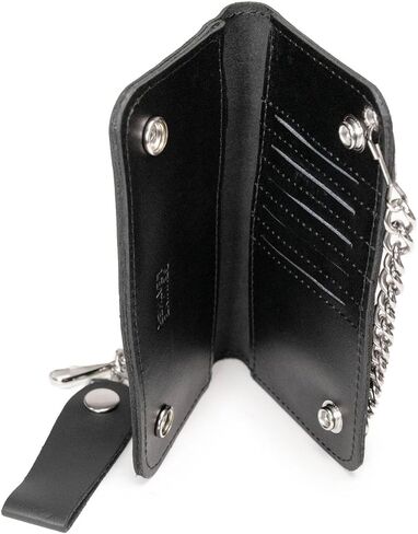 Milwaukee Leather MLW7894 Men's 7" Leather Bi-Fold Biker Wallet w/Multiple Storage and Swivel Trigger Clip Anti-Theft Stainless Steel Chain - 7 Inch in Saudi Arabia
