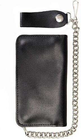 Milwaukee Leather MLW7894 Men's 7" Leather Bi-Fold Biker Wallet w/Multiple Storage and Swivel Trigger Clip Anti-Theft Stainless Steel Chain - 7 Inch in Saudi Arabia