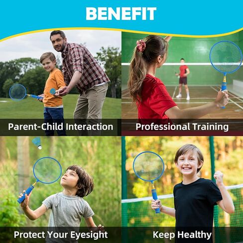 Kids Badminton Rackets Set with Soft Grip, Oversize & Lightweight Shuttlecocks Racquet with Carry Bag for Children Youth, 2 Player Sport Game for Indoor Outdoor Backyard in Kuwait