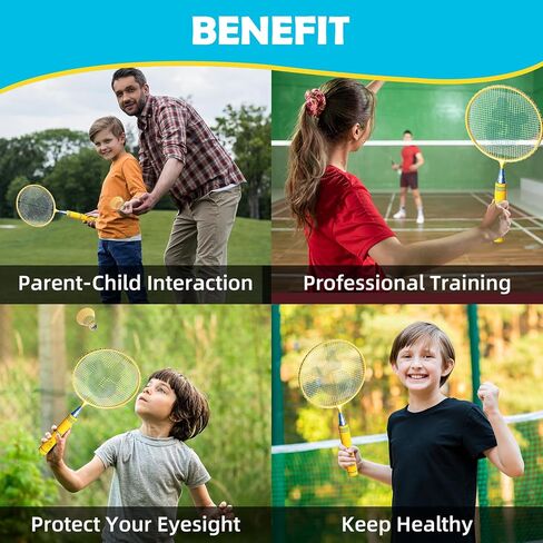 Kids Badminton Rackets Set with Soft Grip, Oversize & Lightweight Shuttlecocks Racquet with Carry Bag for Children Youth, 2 Player Sport Game for Indoor Outdoor Backyard in Kuwait